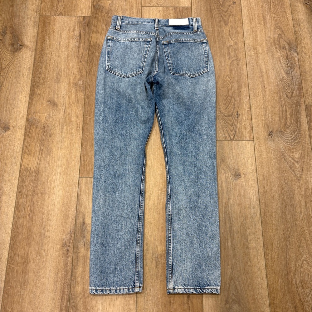 🌟RE/DONE🌟ORIGINALS HIGH RISE STRAIGHT LEG DISTRESSED JEANS LIGHT WASH SZ 24 - Picture 9 of 11